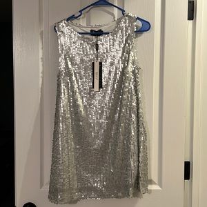 Silver sequin shift dress. Never worn with tags. Size large